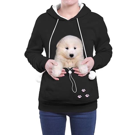 Dog Pet Hoodies Tops Cat Lovers Hoodies With Cuddle Pouch For Casual