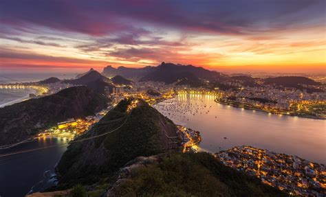 Rio De Janeiro Brazil Cityscape Evening Sunset Hd World 4k Wallpapers