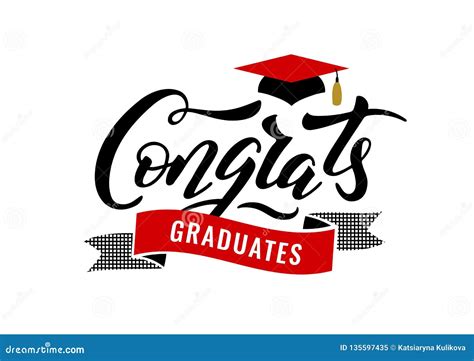 Class Of Graduation Greeting Card Graduations Caps Thrown Up With Red Ribbon Grad Vector