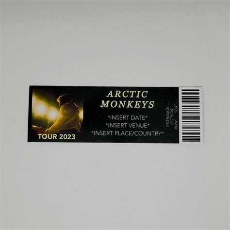 Physical Custom Arctic Monkeys 2023 Tour Souvenir Tickets Etsy UK