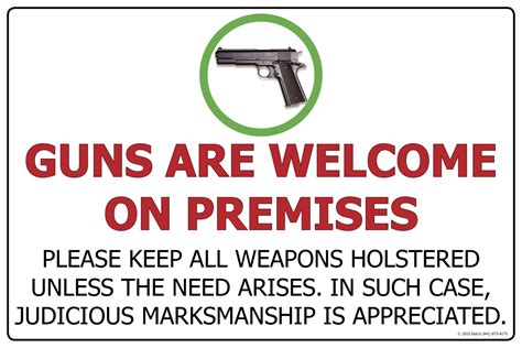 Guns Allowed Sign 12x18
