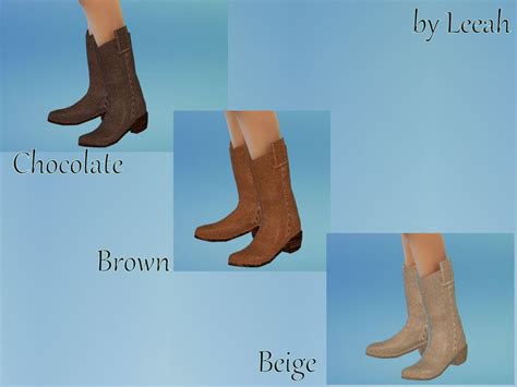 The Sims Resource Suede Calf Cowboy Boots Beige