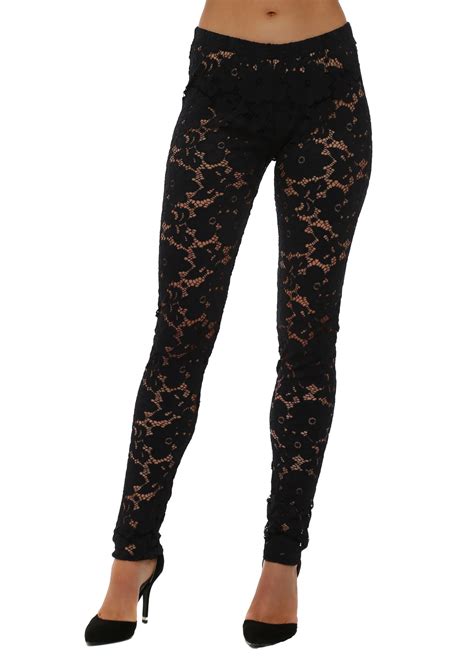 A Postcard From Brighton Black Lace Leggings Stretch Fit Leggings