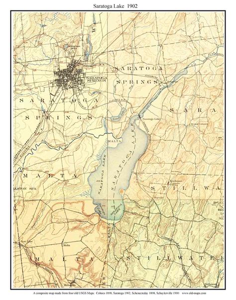 Saratoga Lake 1902 Custom Usgs Old Topo Map New York Eastern