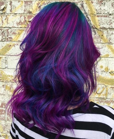 Picture Of Bold Blue Hair With Purple Highlights Is A Crazily Bold Idea