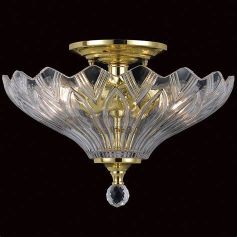 Dallas Polished Brass Glass Flush Ceiling Light Glass Flush Ceiling Light