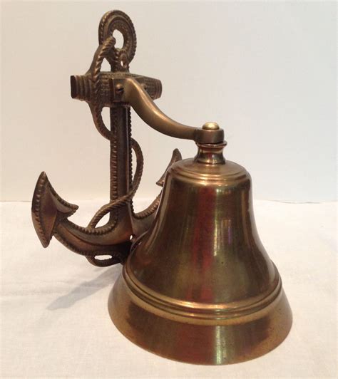 Solid Brass Large Anchor And Bell Great Detail Vintage Wall Mount