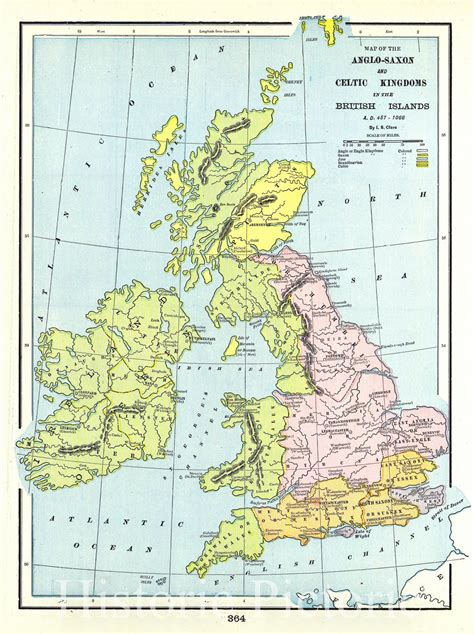 Historic Map 1898 Map Of The Anglo Saxon And Celtic Kingdoms In The