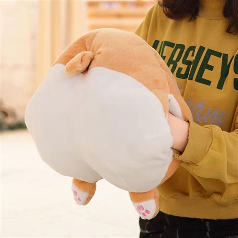 Corgi Butt Shaped Cushion Round Stuffed Plush Soft Toys Doll Shiba Inu