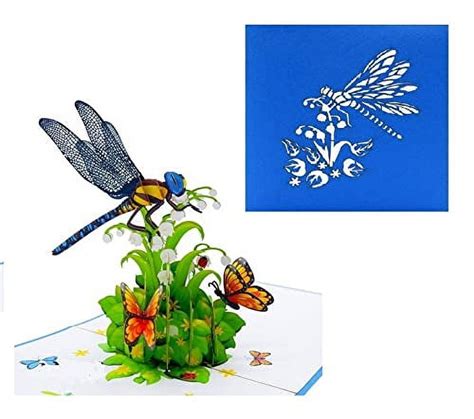 Eta 3d Dragonfly And Butterfly Pop Up Card 3d Animal And Flower