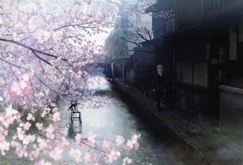 Water Cherry Blossoms Japanese Spring Watercolor Anime