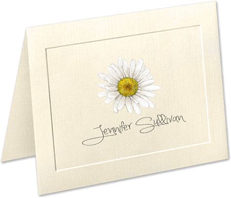 Personalized flat note card set. Daisy Stationery, Embossed panel personalized stationery ...