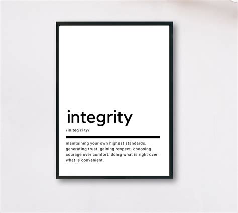 Integrity Definition Printable Wall Art Integrity Poster Etsy