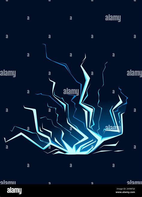 Blue Lightning Hit Effect Cartoon Style Design Vector Illustration On