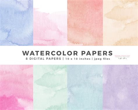 Watercolor Papers Watercolor Digital Paper 10 X 10 Inch Etsy
