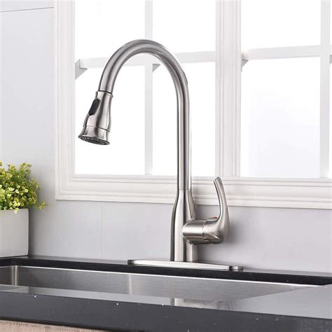 Mstjry commercial kitchen faucet with pull down sprayer. Hotis Commercial Pull Out Single Handle Stainless Steel ...