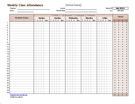 Student Attendance Tracking Template Student Attendance Attendance