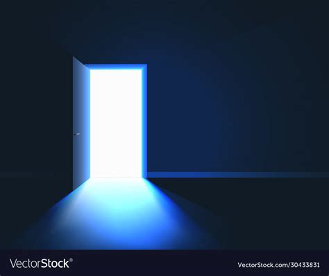 Bright Light In Room Through Open Door Open Door Vector Image