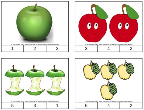 Pinner Free Math Lesson Apple Count And Clip Cards Common Core