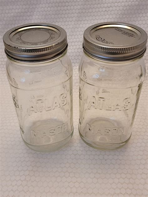 Atlas Quart Mason Canning Jars Set Of Etsy