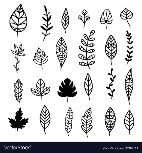 Autumn Leaves Doodle Set Royalty Free Vector Image