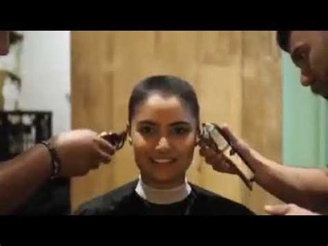 Indian Girl Headshave By Clippers Very Long To Buzzcut At Barbershop