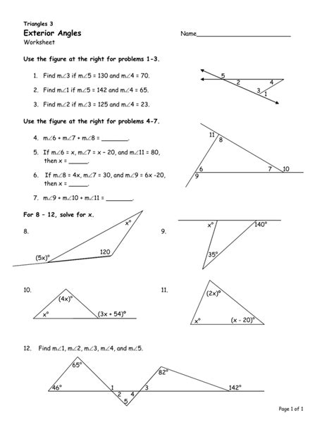 The Exterior Angle Theorem Worksheet