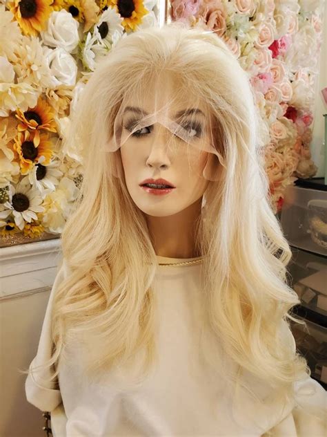 Platinum Blonde Human Hair Wig Medium 18inches Front Lace Etsy