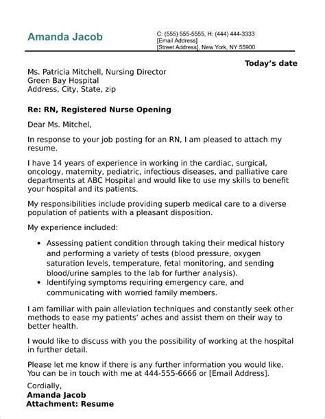 Registered Nurse Cover Letter Template