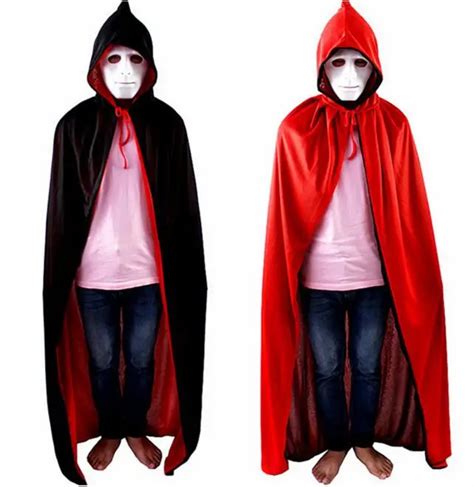 Death Cloak Cosplay Ghost Clothes Black And Red Multi Cape Hooded
