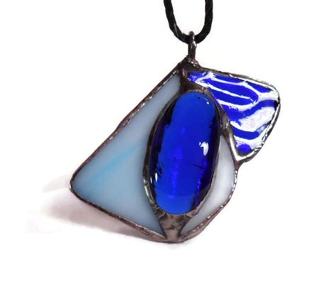 Stained Glass Jewelry Blue Puddles Glass Pendant Glass And Etsy
