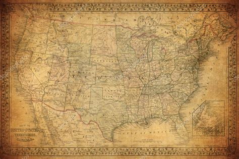 Vintage Map Of United States 1867 — Stock Photo © Javarman 17149509
