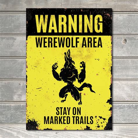 Werewolf Sign Howling Mythical Creature Halloween Monster Decor Metal