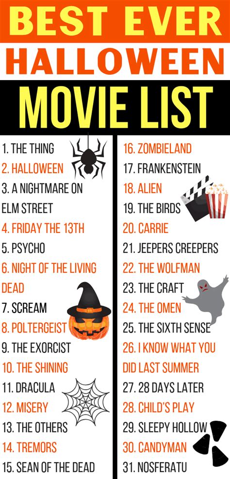 Days Of Halloween Horror Movie Marathon List Printable Images