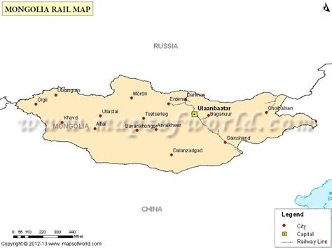 Mongolia Rail Map Railway Map Of Mongolia