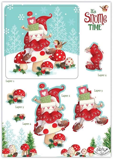 It S Snome Time 10 Sheets 3d Die Cut Christmas Decoupage Set Craft