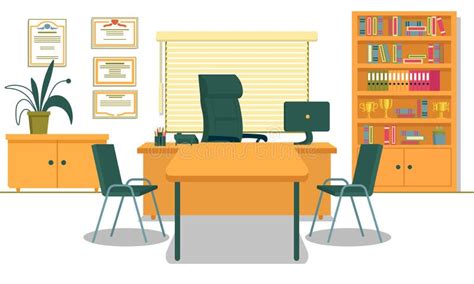 School Principals Office With Necessary Furnishing Stock Vector