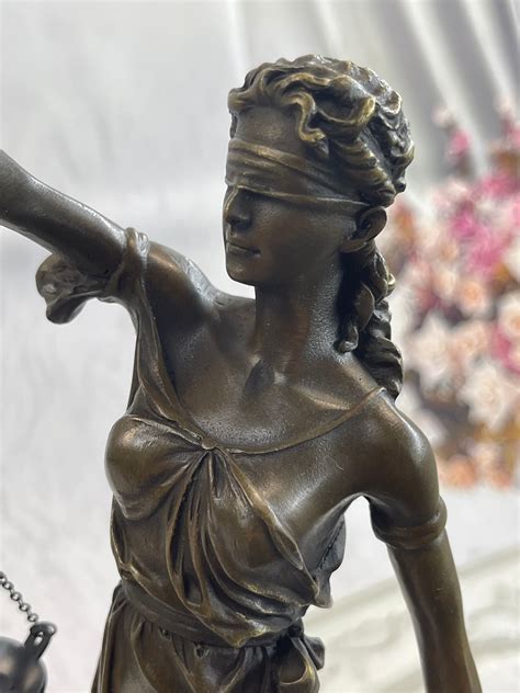Bronze Marble Statue Lady Justice Scales Goddess Lawyer Sculpture