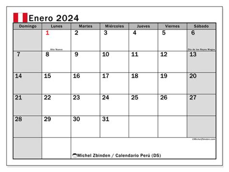 Calendario Enero 2024 Perú Ds Michel Zbinden Pe