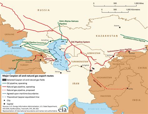 Map Of Major Caspian Oil And Natural Gas Export Routes Map North
