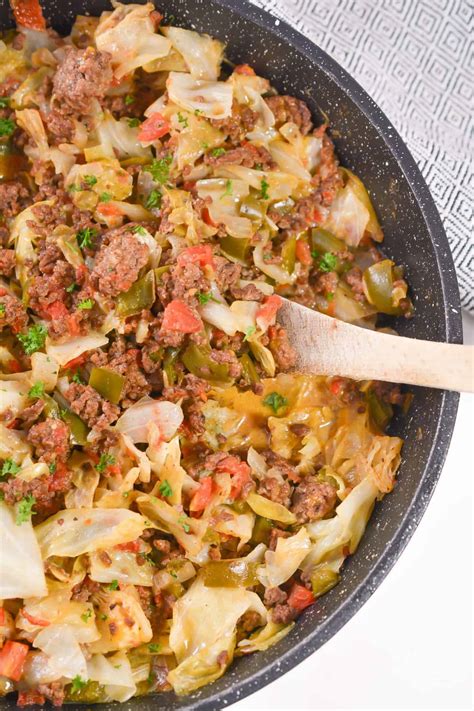 Cheesy Ground Beef And Cabbage Skillet Sweet Peas Kitchen