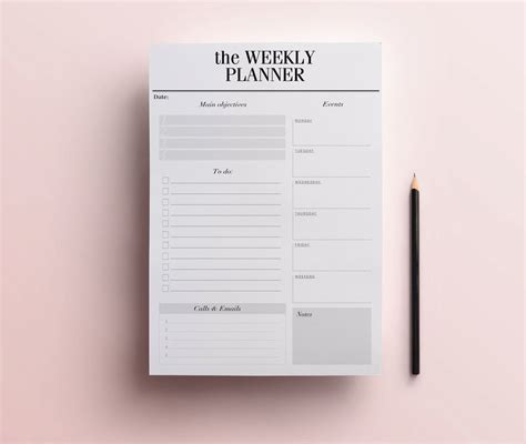 Weekly Planner Printable Detailed Week In Review Desk Pad Etsy