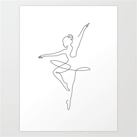 Dancing Ballerina Single Line Drawing Minimalist Dancer Modern Print