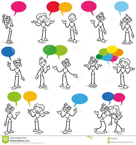 Stickman Conversation Talking Communication Stock Vector Illustration