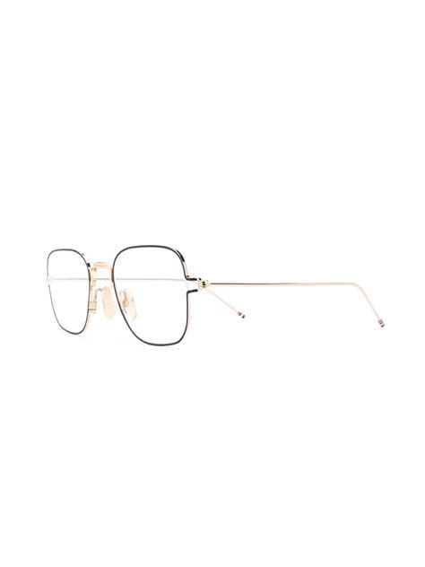 Thom Browne Eyewear Thin Square Frame Glasses Farfetch