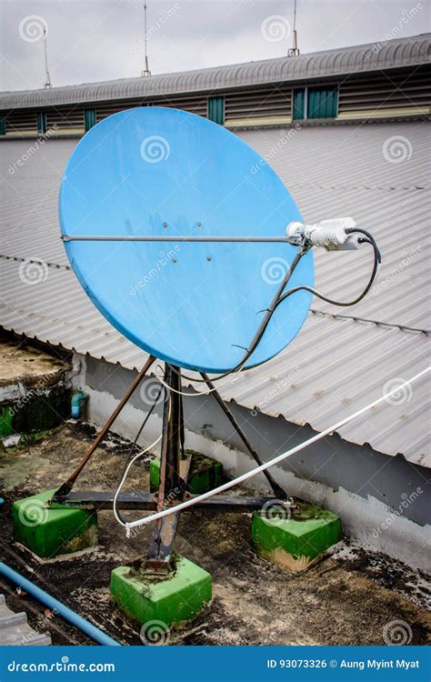 Satellite Terminal On The Roof For Network And Telecommunication Stock