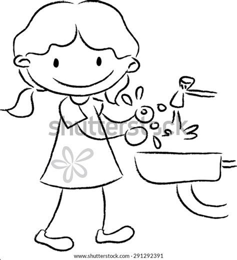 Girl Washing Hands Stock Vector Royalty Free Shutterstock