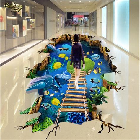 Beibehang Custom Photo 3d Floor Drawing Wall Mall 3d Stereo Sea World