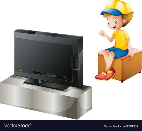 A Boy Watching Tv Royalty Free Vector Image Vectorstock