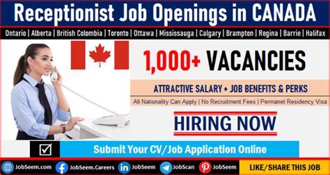 850 Receptionist Jobs In Canada With Salary In 2023